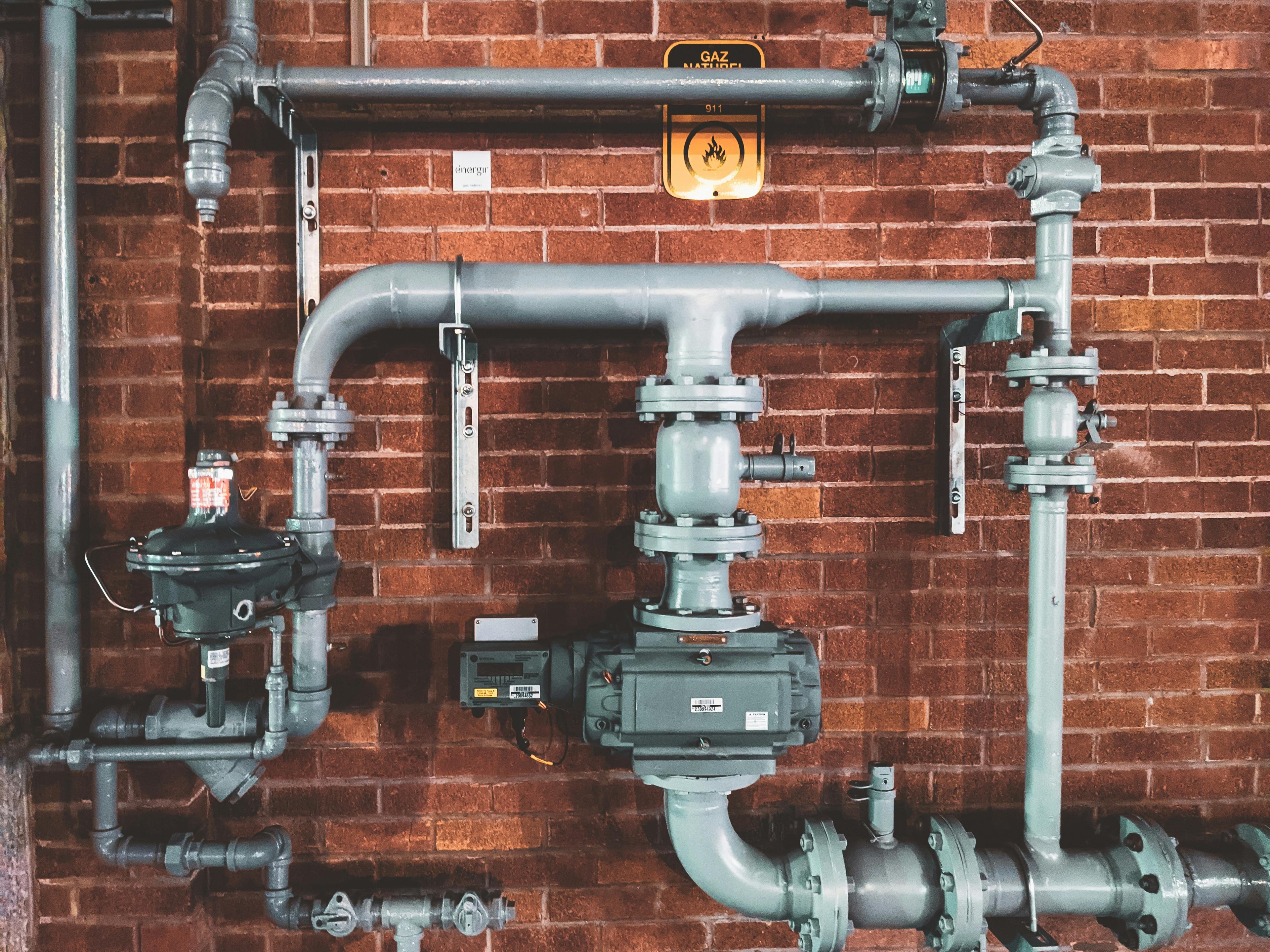 Complex water pipe system on wall